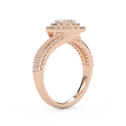 IGI Certified Bypass Double Halo Solitaire Engagement Ring
