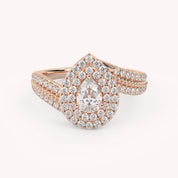 IGI Certified Bypass Double Halo Solitaire Engagement Ring