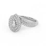 IGI Certified Bypass Double Halo Solitaire Engagement Ring
