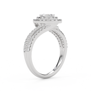 IGI Certified Bypass Double Halo Solitaire Engagement Ring