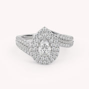 IGI Certified Bypass Double Halo Solitaire Engagement Ring
