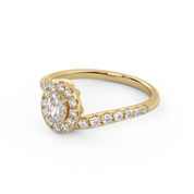 IGI Certified Oval and Round Cut 0.85 Carat Lab Grown Diamond Bypass Halo Solitaire Engagement Ring