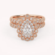 IGI Certified Pear and Round Cut 1.05 Carat Lab Grown Diamond Engagement Wedding Ring