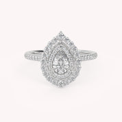 IGI Certified Double Halo Teardrop Engagement Ring
