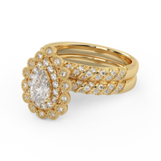 IGI Certified Pear and Round Cut 1.05 Carat Lab Grown Diamond Engagement Wedding Ring