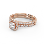 IGI Certified Half Eternity Halo Solitaire Bridal Set Rings for Women