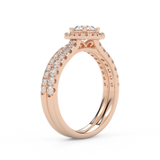 IGI Certified Half Eternity Halo Solitaire Bridal Set Rings for Women