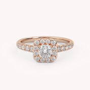IGI Certified Half Eternity Halo Solitaire Engagement Rings for Women