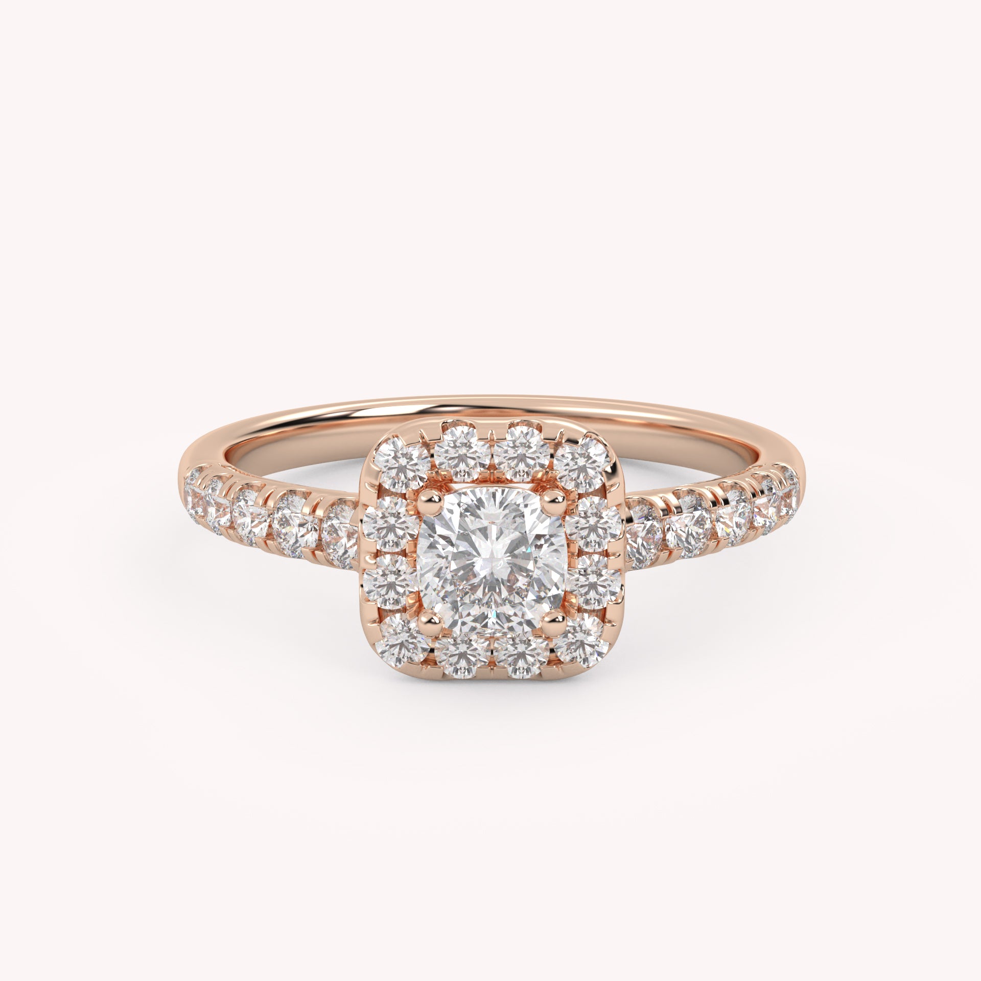 IGI Certified Half Eternity Halo Solitaire Engagement Rings for Women
