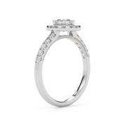 IGI Certified Half Eternity Halo Solitaire Engagement Rings for Women