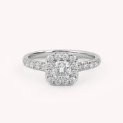 IGI Certified Half Eternity Halo Solitaire Engagement Rings for Women