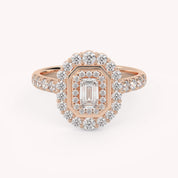 IGI Certified Double Halo Solitaire Engagement Rings for Women