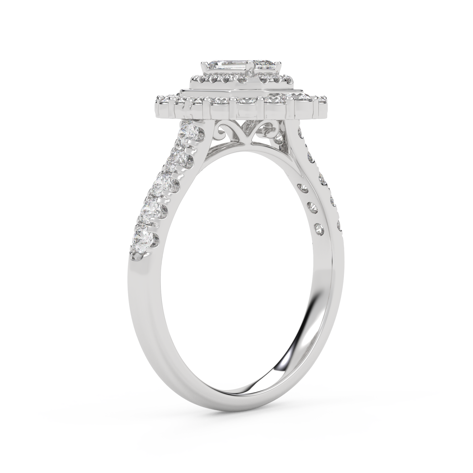 IGI Certified Double Halo Solitaire Engagement Rings for Women