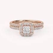 IGI Certified Half Eternity Halo Bridal Set Rings for Women
