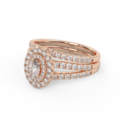 IGI Certified Split Shank Double Halo Bridal Set Ring for Women