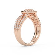 IGI Certified Split Shank Double Halo Bridal Set Ring for Women