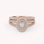 IGI Certified Split Shank Double Halo Bridal Set Ring for Women