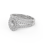 IGI Certified Split Shank Double Halo Bridal Set Ring for Women