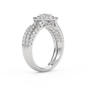 IGI Certified Split Shank Double Halo Bridal Set Ring for Women