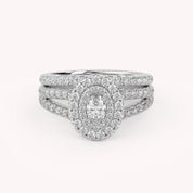 IGI Certified Split Shank Double Halo Bridal Set Ring for Women