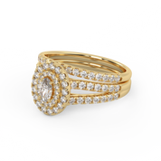 IGI Certified Split Shank Double Halo Bridal Set Ring for Women