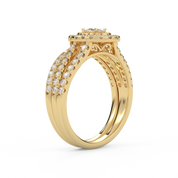 IGI Certified Split Shank Double Halo Bridal Set Ring for Women