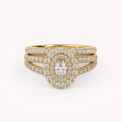 IGI Certified Split Shank Double Halo Bridal Set Ring for Women