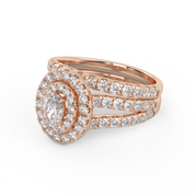 IGI Certified Split Shank Double Halo Bridal Set Ring for Women