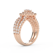 IGI Certified Split Shank Double Halo Bridal Set Ring for Women