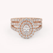 IGI Certified Split Shank Double Halo Bridal Set Ring for Women