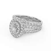 IGI Certified Split Shank Double Halo Bridal Set Ring for Women