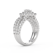 IGI Certified Split Shank Double Halo Bridal Set Ring for Women