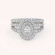 IGI Certified Split Shank Double Halo Bridal Set Ring for Women