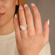 IGI Certified Split Shank Double Halo Bridal Set Ring for Women