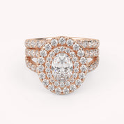 IGI Certified Split Shank Double Halo Bridal Set Ring for Women