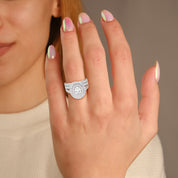 IGI Certified Split Shank Double Halo Bridal Set Ring for Women