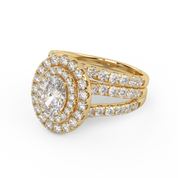 IGI Certified Split Shank Double Halo Bridal Set Ring for Women
