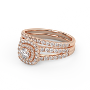 IGI Certified Shank Double Halo Bridal Set Ring