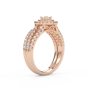 IGI Certified Shank Double Halo Bridal Set Ring