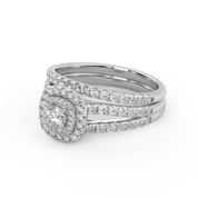 IGI Certified Shank Double Halo Bridal Set Ring