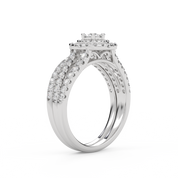 IGI Certified Shank Double Halo Bridal Set Ring