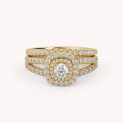 IGI Certified Shank Double Halo Bridal Set Ring
