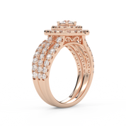 IGI Certified Shank Double Halo Bridal Set Ring