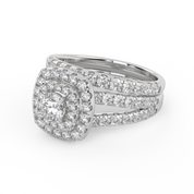 IGI Certified Shank Double Halo Bridal Set Ring