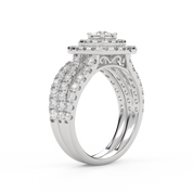 IGI Certified Shank Double Halo Bridal Set Ring