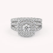 IGI Certified Shank Double Halo Bridal Set Ring