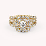 IGI Certified Shank Double Halo Bridal Set Ring