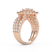 IGI Certified Shank Double Halo Bridal Set Ring