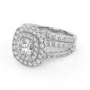 IGI Certified Shank Double Halo Bridal Set Ring