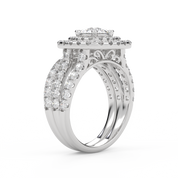 IGI Certified Shank Double Halo Bridal Set Ring